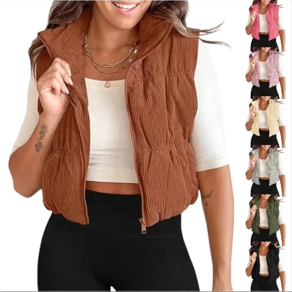 Brown Corduroy Puffer Vest